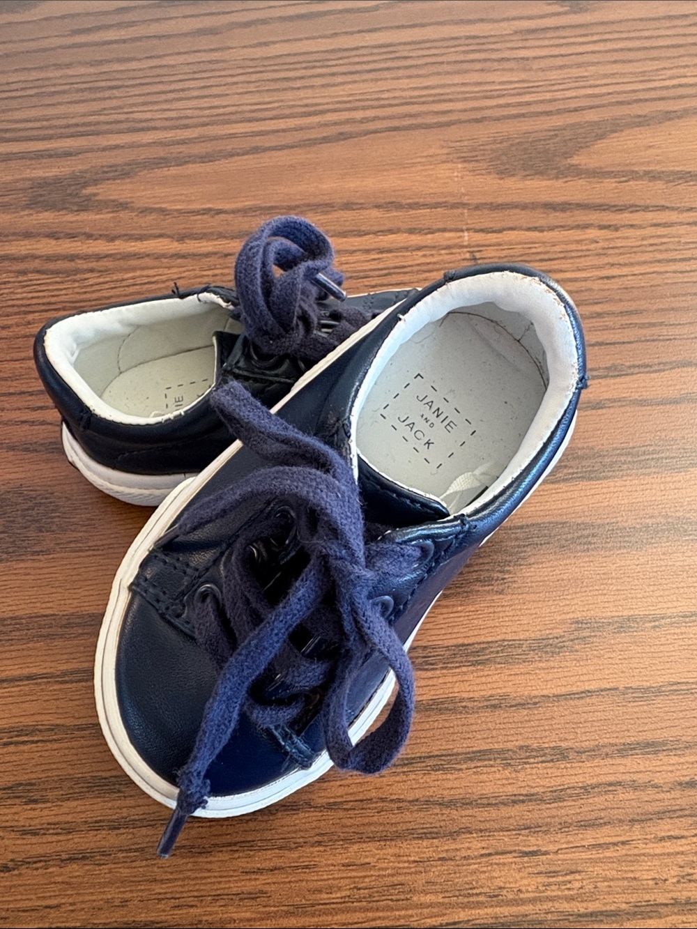 Janie and Jack Navy Blue Leather Toddler Sneakers